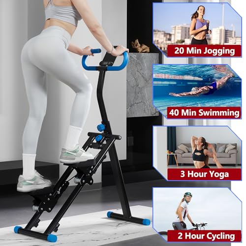 Image of Stair Stepper for Home Gym Exercise, Vertical Climber Exercise Machine for Full Body Workout, Compact Folding Cardio Exercise Climber with Adjustable Handlebar (Blue)