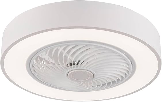 OUKANING Low Profile Ceiling Fan with Lighting, Enclosed Fan, 36 W, Ceiling Lighting, dimmable with Remote Control, 3 Files, Adjustable Wind Speed, Modern Bedroom 22 inches