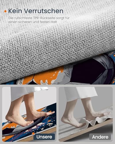 Tapis crèche lavable anti-tache grand format bleu et orange - 7