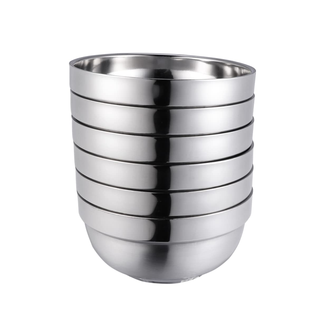 CONGARTENO 2sets Double-wall Insulated Stainless Steel Bowl Large Rice Bowl Lid for Soup Camping Home Use 2pcs*2