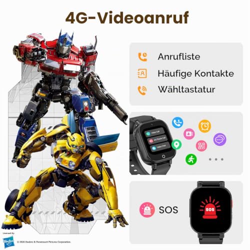 Transformers Smartwatch Kinder mit Videoanruf, IP68 Wasserdicht Schulmodus – Ansicht 3