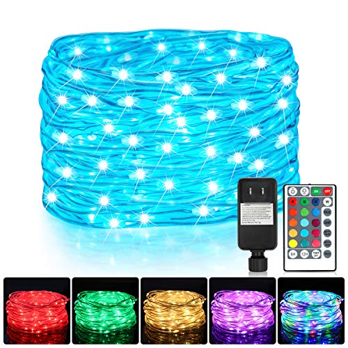 WENFENG Color Change Led Rope Lights, 52FT 160 LED 16 Colors Fairy Lights with Remote, Waterproof Hanging Outdoor String Lights, Copper Wire Tube Lights for Bedroom, Wedding Party Decoration Lights