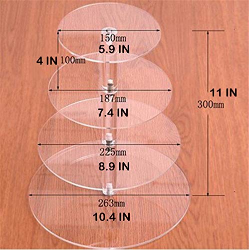 Sohapy 4 Tier Acrylic Birthday Cupcake Stand Holder Round Clear Tree Tower Cupcake Dessert Display for Wedding Party Baby Shower Cake Pastry Display (1, Round)