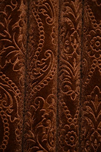 Image of Suede Velvet Embossed Room Darkening Door Curtain for Living Room, Bedroom, Hallway, 8 feet Long, Brown, Set of 1