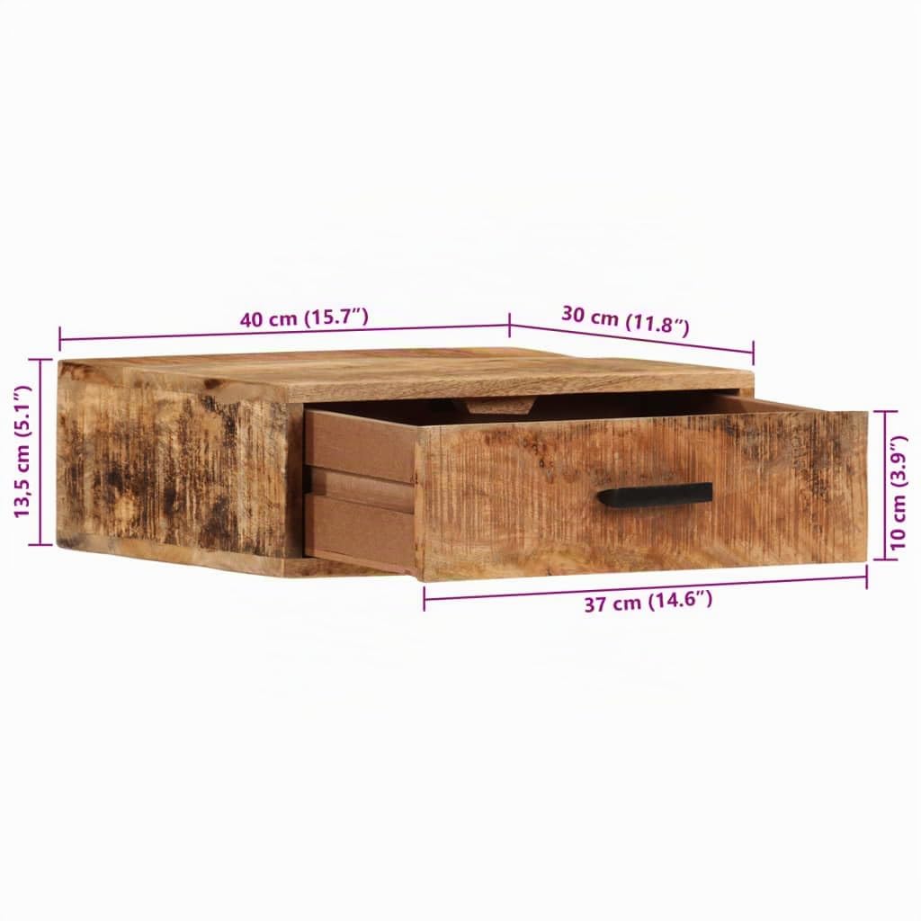 vidaXL Table de Chevet Murale 40x30x13,5 cm Bois de manguier Massif, Armoire de Chevet Flottante
