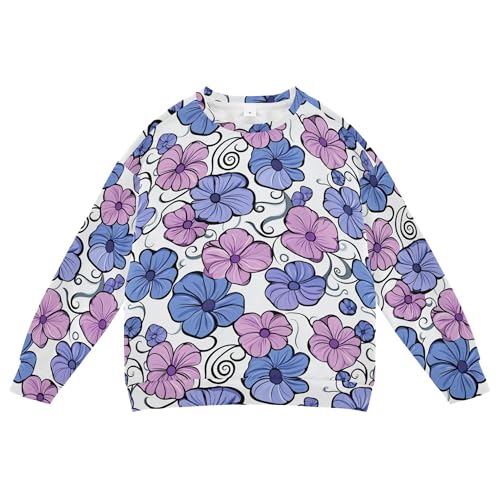 JUNZAN Summer Flowers Blue Pink Big Boys Sweatshirts Hoodies Crewneck Fall Tops Shirts Party 4T