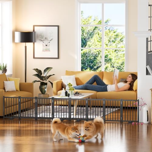 Snughome 2 Pack Short Dog Gate Indoor, 16" High Freestanding Small Dog Gates with Support Feet, Expand Up to 48’’ Wide Foldable Pet Gate for Doorway, 8 Panel Pet Door Pet Fence for Puppy, Black by Snughome - Used condition - Image 5