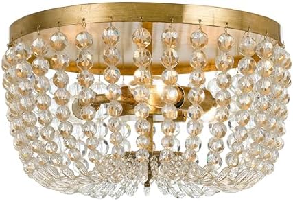 Crystorama Rylee 3 Light Antique Gold Flush Mount