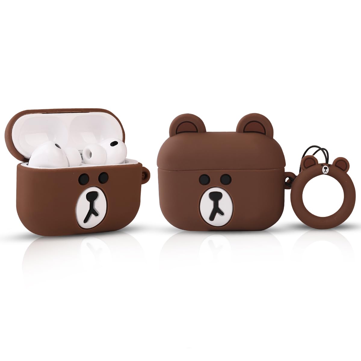 Case Compatible with Apple Airpods Pro 3 Protective Funny Cute Cartoon Slim Cover with Keychain (Small Brown Bear)