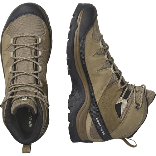 Salomon Salomon Men's QUEST ROVE GORE-TEX Leather Hiking Boots for Men, Kangaroo / Kelp / Black, 11.5