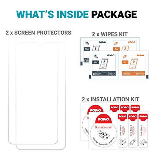 Image of POPIO Tempered Glass Compatible For Samsung Galaxy M30 / M30S / A30 / A30S / A50 / A50S (Transparent) Full Screen Protector Coverage (Except Edges), Pack Of 2 For Smartphone