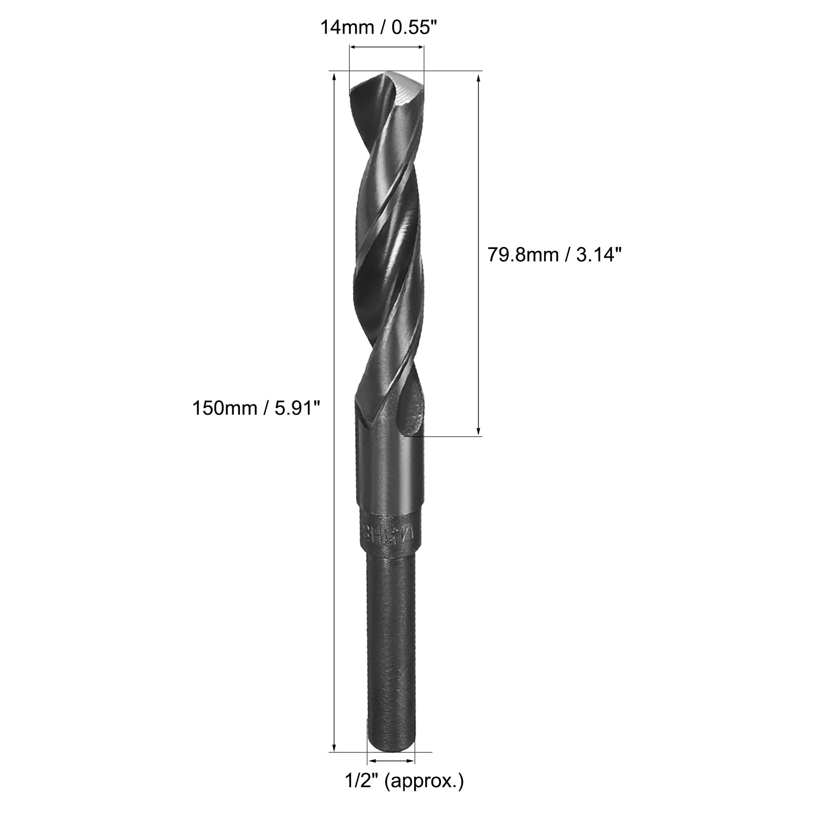 QUARKZMAN 2 Pezzi Punte A Scalino Ridotto 14mm Rivestite In Nitruro Nero Acciaio Rapido HSS 9341 Con Codolo Dritto 1/2 Pollice Punte A Spirale Per Acciaio Inox Leghe Metalli Plastica