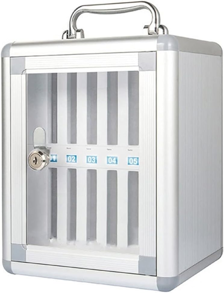 Cell Phone Locker Box for Classroom with Door Locks and Keys Clear Acrylic Jail Storage Cabinet，Mobile Phone Storage Locker - 12 Metal Cabinets for Employee Cell Phone Storage, Secure Silver