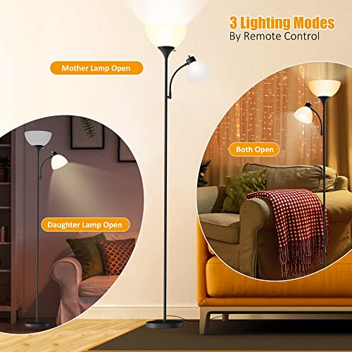 Gergo Floor Lamp, Remote Control With 4 Color Temperatures, Led Torchiere Floor Lamp With Adjustable Reading Lamp For Bedroom, Standing Lamps For Living Room, Bulb Included (Matte Black) #TOP1