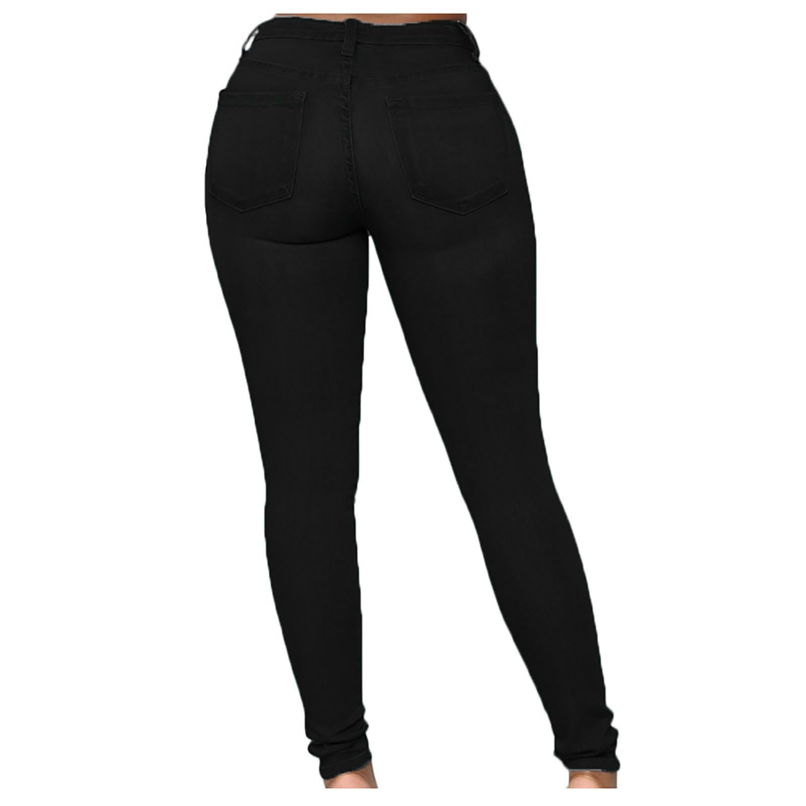 Jeans da Donna in Vita Alta Donna-allungamento del Denim Push-up, di Cerniera, Push-up-azzurro-2xl