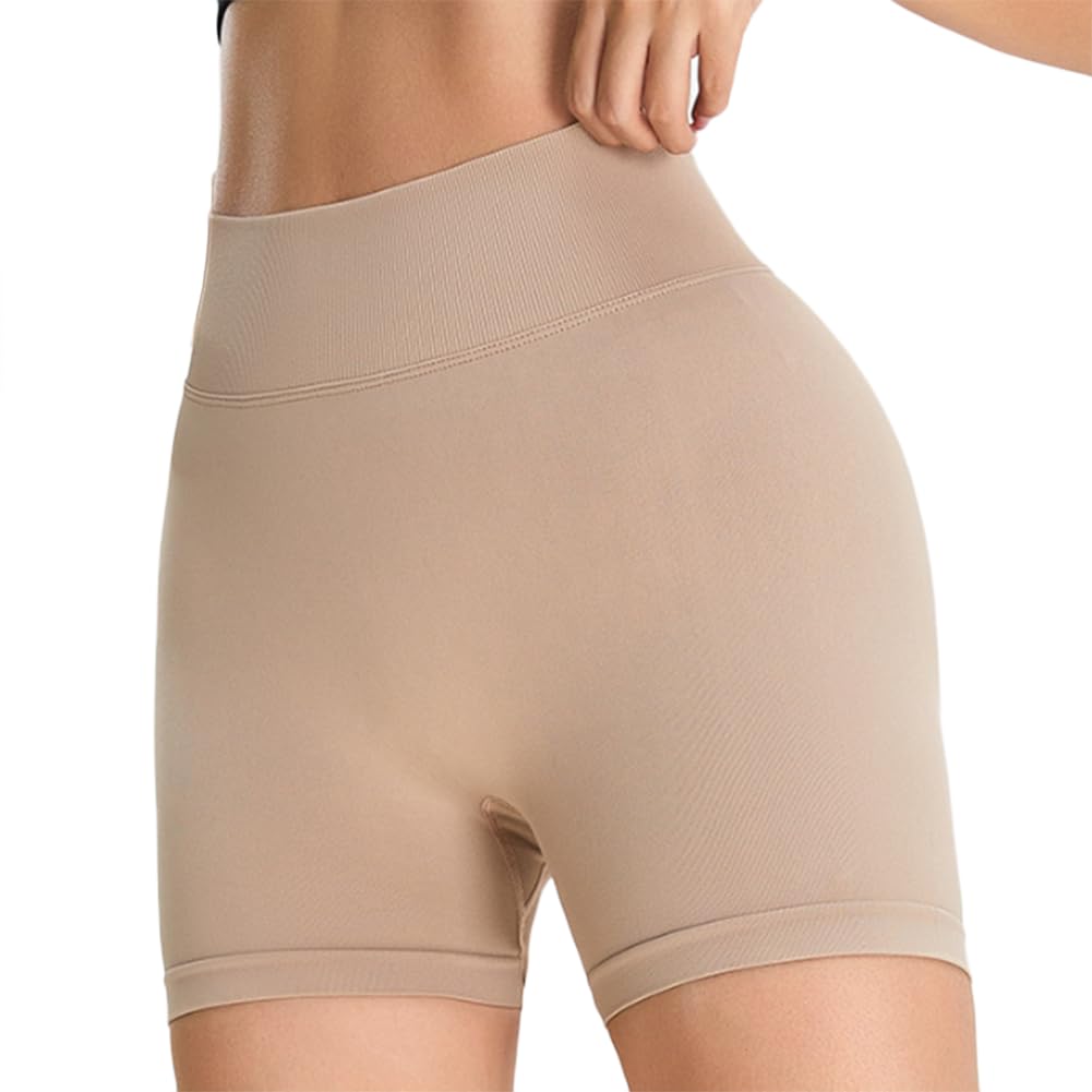 JPXJGT Women Breathable Yoga Biker Shorts Scrunch Workout Butt Lifting High Waisted Gym Seamless (Nude,S)