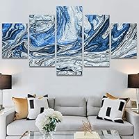 SIGNWIN 5 Panel Canvas Wall Art Modern Art Abstract Contemporary Edgy Mixed Media Multicolor Patterns for Home Decorations Ready to Hang - 60