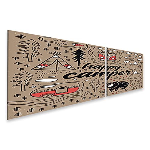 Tableau sur toile Happy Camper de style dessin animé pour décoration murale