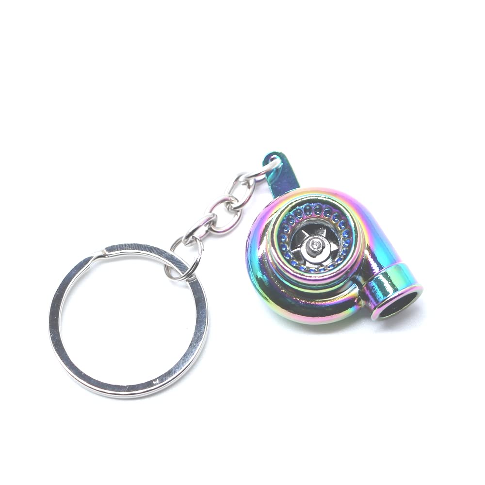 GT//Rotors Turbo Keychain Metal Spinning Turbocharger Automotive Mini Car Part Keychain Key Ring