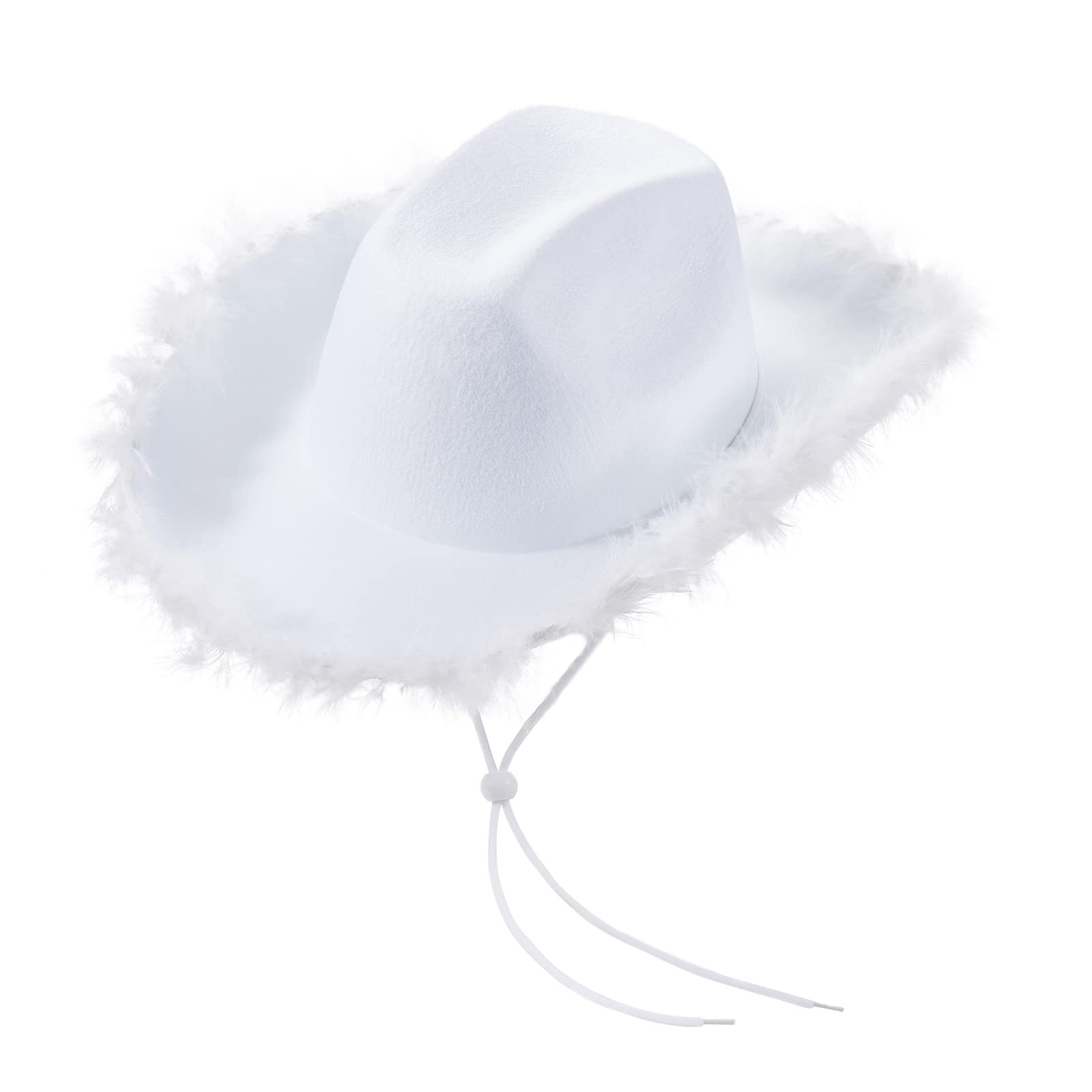 Niceyoeuk Women Cowboy Hats with Colorful LED Light Fluffy Feather Brim Cowgirl Hat for Halloween Cosplay Costume Party (D, One Size) โ image 1