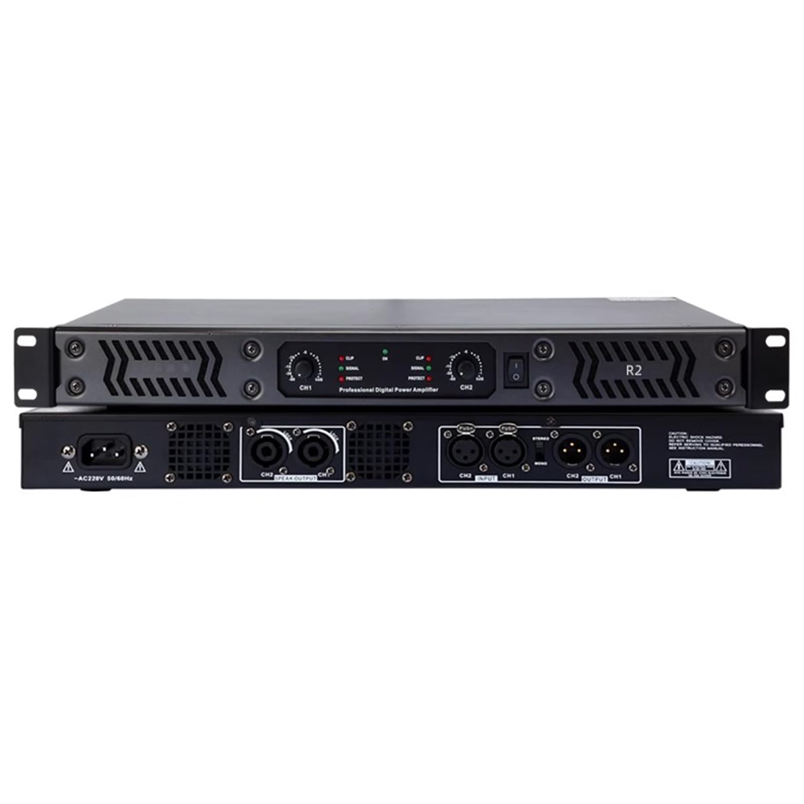 Amplificatore di potenza digitale professionale a 2/4 canali, 700 W, con luce LED + manopola volume, per casa, karaoke, altoparlanti teatrali
