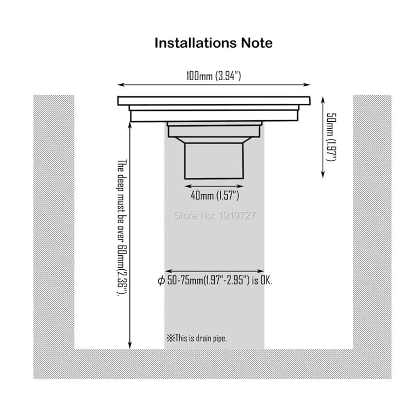 Piletta Doccia A Pavimento Griglie di scarico for pavimento quadrate 100X100 Scarico for doccia for for bagno nero Inserto for piastrelle Accessorio for in ottone
