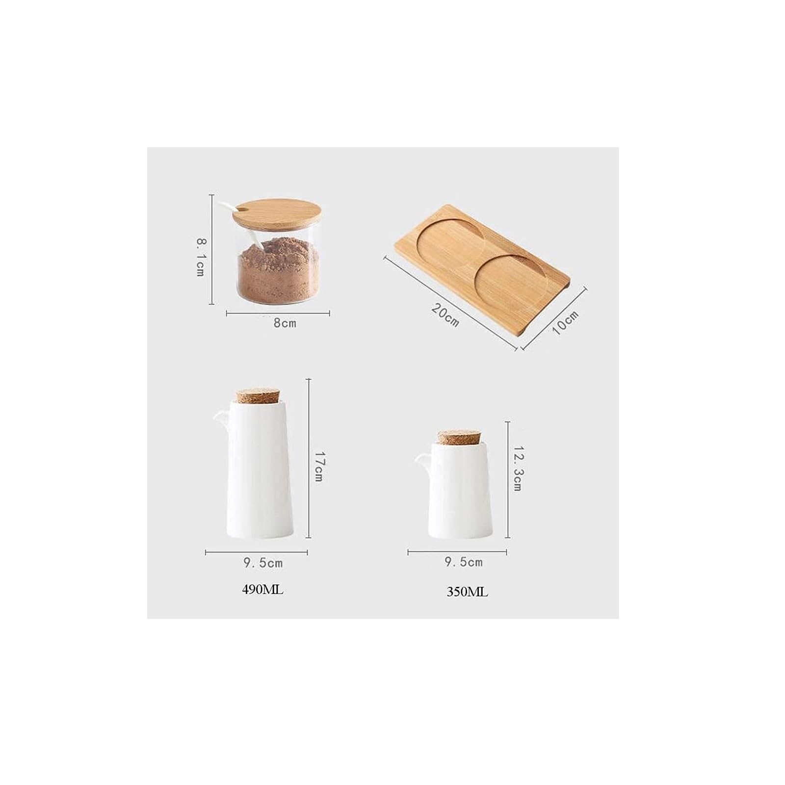 Set Olio e aceto Dispenser for Olio e aceto, vasetto for Bottiglia di sciroppo d'Acero for Salsa di soia e Olio in Ceramica Bianca in Ceramica 350 ml / 490 ml Oliera(M)