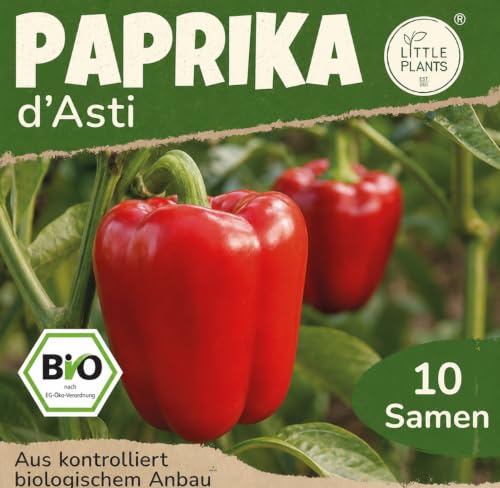 Little Plants BIO Paprika Samen 10 Paprikasamen di Asti Gemüsesamen Samenfest für Gemüsegarten Gemüse Samen Hochbeet Samen für Küche Balkon und Garten