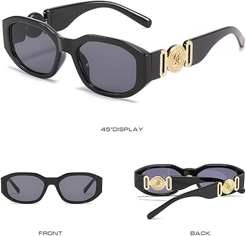 Vista 6 de LASPOR Lentes de sol irregulares para mujeres y hombres, de moda, retro, vintage, rectangulares, hexagonales, protección UV400