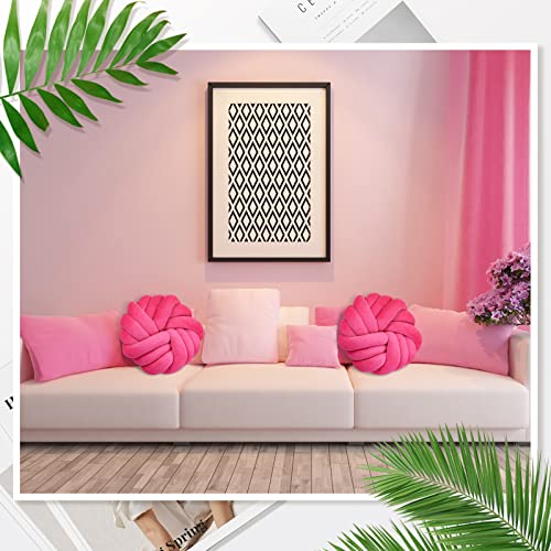 Knot Throw Ball Pillows 14 X 14 Inch Large Round Knotted Pillow Soft Home Decorative Aesthetic Chair Cushion Kids Plush Pillows For Sofa Couch Bed Living Room Salon (Hot Pink, 2 Pcs) #TOP4