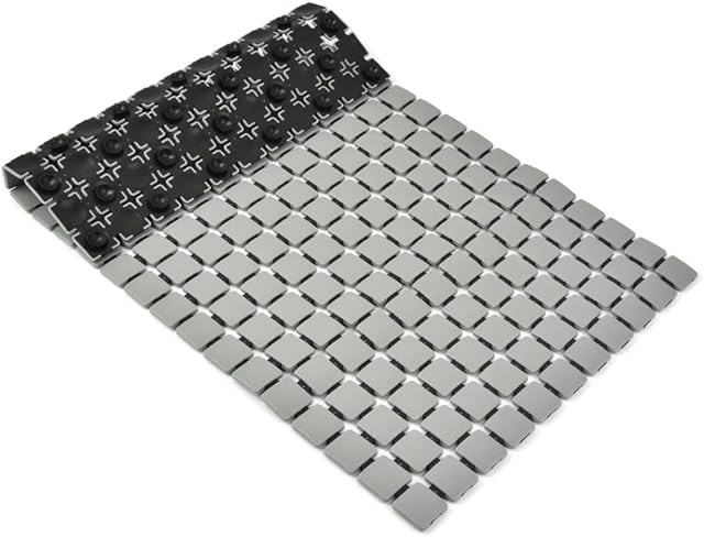 Non-Slip Bath Mat Shower Mat -TPE Square Cut Safety Bathroom Mat 38.5*68cm with Strong Suction Bathmat Set Mats Square Shower Mat Non-slip Shower Mat Long Bath Mats Anti Mould Grey