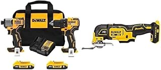 20V MAX* 2 Tool Brushless Drill & Impact Combo Kit (DCK227D2) with DEWALT 20V MAX* XR Oscillating Multi-Tool, Variable Speed (DCS356B) (Tool only)