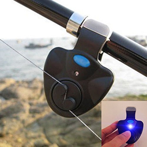 Dengzhu, buffer di allarme per canna da pesca marina, allarme con luce LED, allarme elettronico clip-on, colore: nero