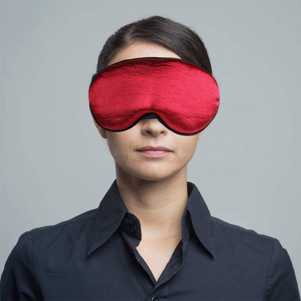Augenmaske for Schlafen, Schlafhilfe, Augenbinde, 2 Farben, Augenmaske, bequem, ultraweiches Baumwolltuch mit verstellbarem Riemen, perfekt for Schlafen, Entspannen und Reisen (schwarz) (Farbe: Rot, G