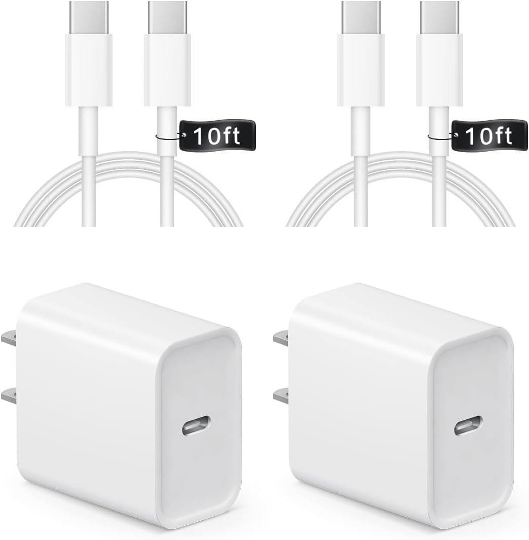 iPhone 17 16 15 Charger Fast Charging 10FT - 20W USB C Charger Block with Type C Cable Compatible with iPhone 17/17 Pro/17 Pro Max/Air/16/16e/15, iPad Pro, Air M3/M2/5/4, 11th/10th（White）