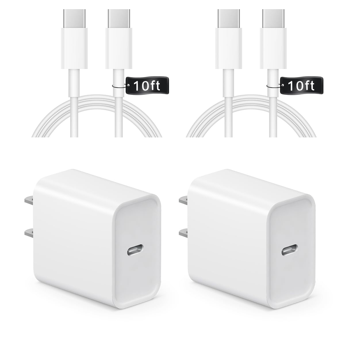 iPhone 17 16 15 Charger Fast Charging 10FT - 20W USB C Charger Block with Type C Cable