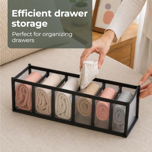 Image of Lifelong Storage Organizer 6 Layers | Foldable Wardrobe & Almirah Organiser | Durable Nylon Mesh & Non-Woven Edges | Basket Organisers for Storing Clothes (LLCOG06, Grey)