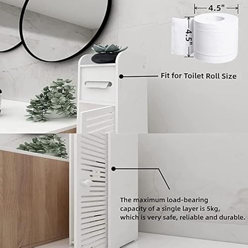 Bathroom Floor Cabinet,Waterproof FreeStanding White Slim Bathroom Storage Unit with Daily Use Layer and 1 Cupboard Door,White Pantry Cabinet,16 x 15 x 80 cm - Image 3