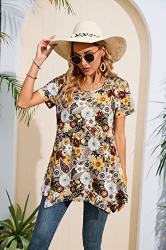 ENMAIN Tunic Tops for Women Plus Size Short Sleeve Top Loose Fit Dressy Casual Swing Summer Tunics Tops to Wear with Leggings3