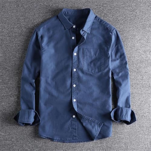 Men Plain Long Sleeve Button Down Shirt Jacket Classic Slim Fit Work Shirt Jackets Spring-Fall Clothing2