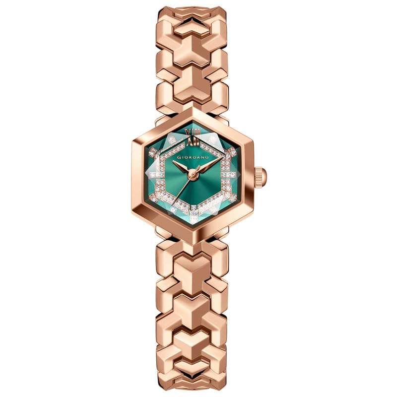 Analog Watch for Women – Hexagon Dial with Crystal Accents, Stainless Steel Bracelet, Elegant Wristwatch-image-39