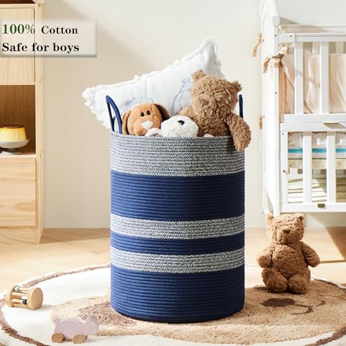 Image of Blue Hamper Tall Woven Laundry Basket 80L Large