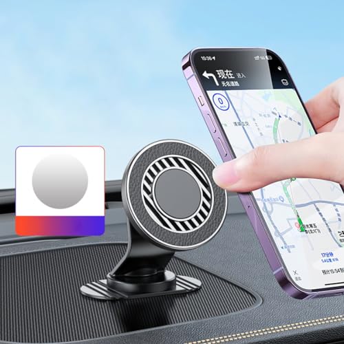 Rigdance Super Magnetic Cell Phone Holder Car Mount with 17mm Ball Extender for MagSafe for iPhone 16 15 14 13 12 Series, with Extra Metal Ring Adheresive for Phone Case/Other Phones