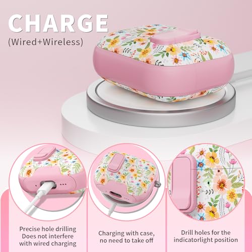 Image of for AirPods Pro 3 Case with Lock & Phone Stand,Cute Floral Pattern Style | PC & TPU Dual Layer Protective Cover with Keychain & Cleaner Pen for Apple AirPod Pro 3rd Generation Women (Morning Glory)