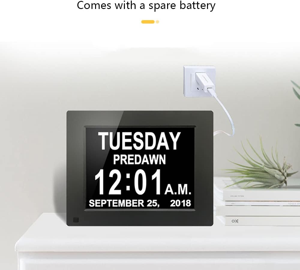 Digital Photo Frames Black/White 8-inch Electronic Clock Machine Desk Calendar Digital Electronic Album Resolution 1024×768 (White) (Black)