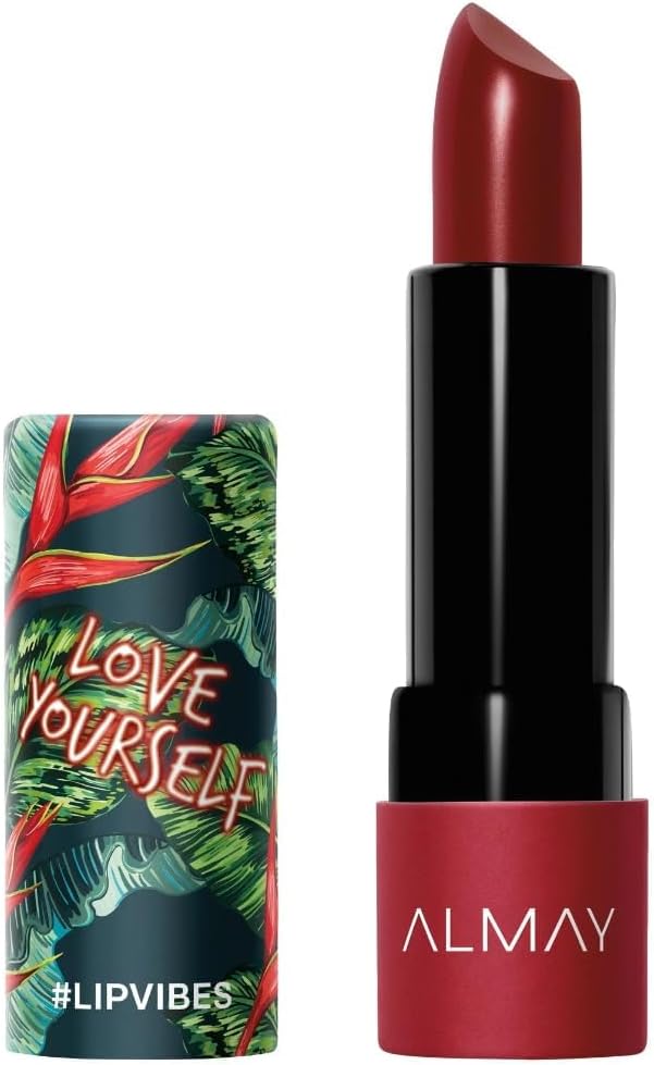 Almay Lip Vibes Lipstick with Vitamin E Oil & Shea Butter, Matte Cream Finish, Hypoallergenic, Love Yourself, 0.14 Oz