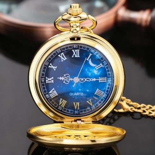 Image of Tiong Roman Numerals Scale Quartz Pocket Watches with Chain Christmas Graduation Birthday Gifts Fathers Day