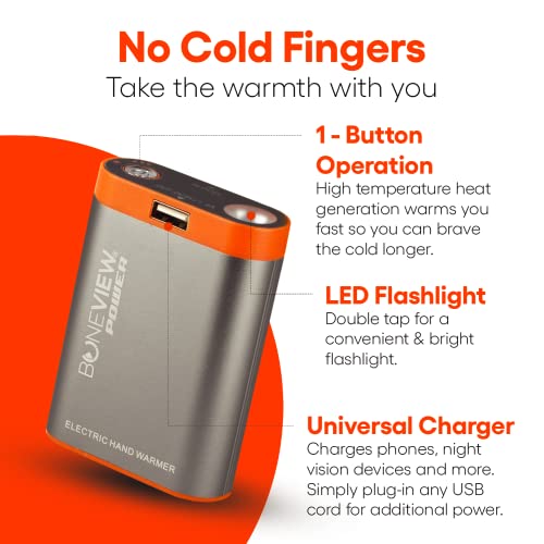 Boneview Electric Hand Warmer Emergency Power Bank With Flashlight - Portable Rechargeable 9900-Mah Battery Pack, Fast Heating Over 8 Hr, Hunting, Fishing, Survival, Camping Gadgets For Men & Women #TOP2