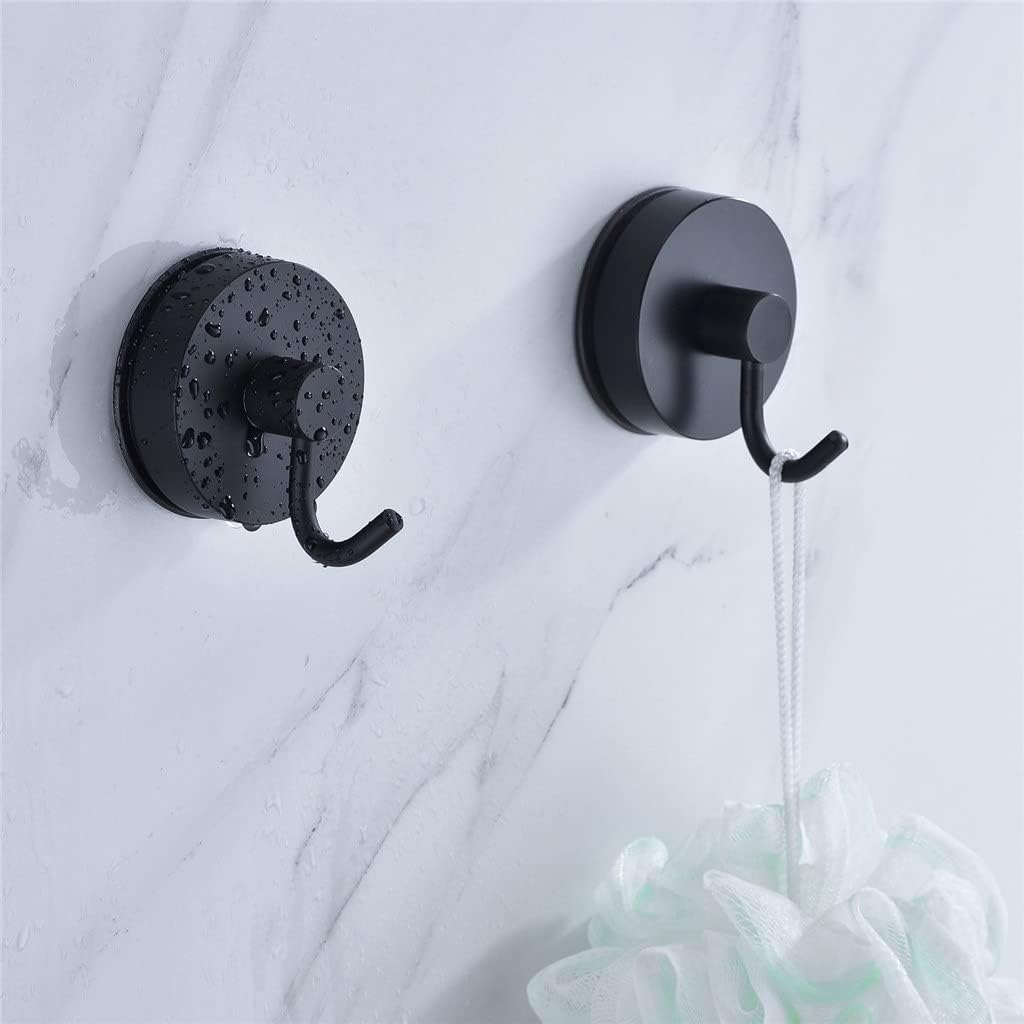4 PCS Black Vacuum Suction Cup Hook Punch-Free Wall Hangers Towel Keys Coat Shower Hook Home Bathroom Accessories(D)