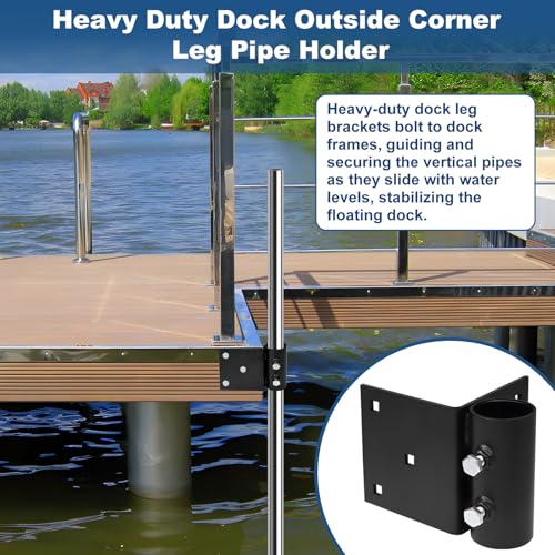 Stationary Dock Heavy Duty Side Leg Pipe Holder - Floating Dock Brackets Hardware, Pipe Sleeve Bracket for 2.1" Pole Post, Marine Grade Rustproof Steel -8 Pack by folosem - Image 3